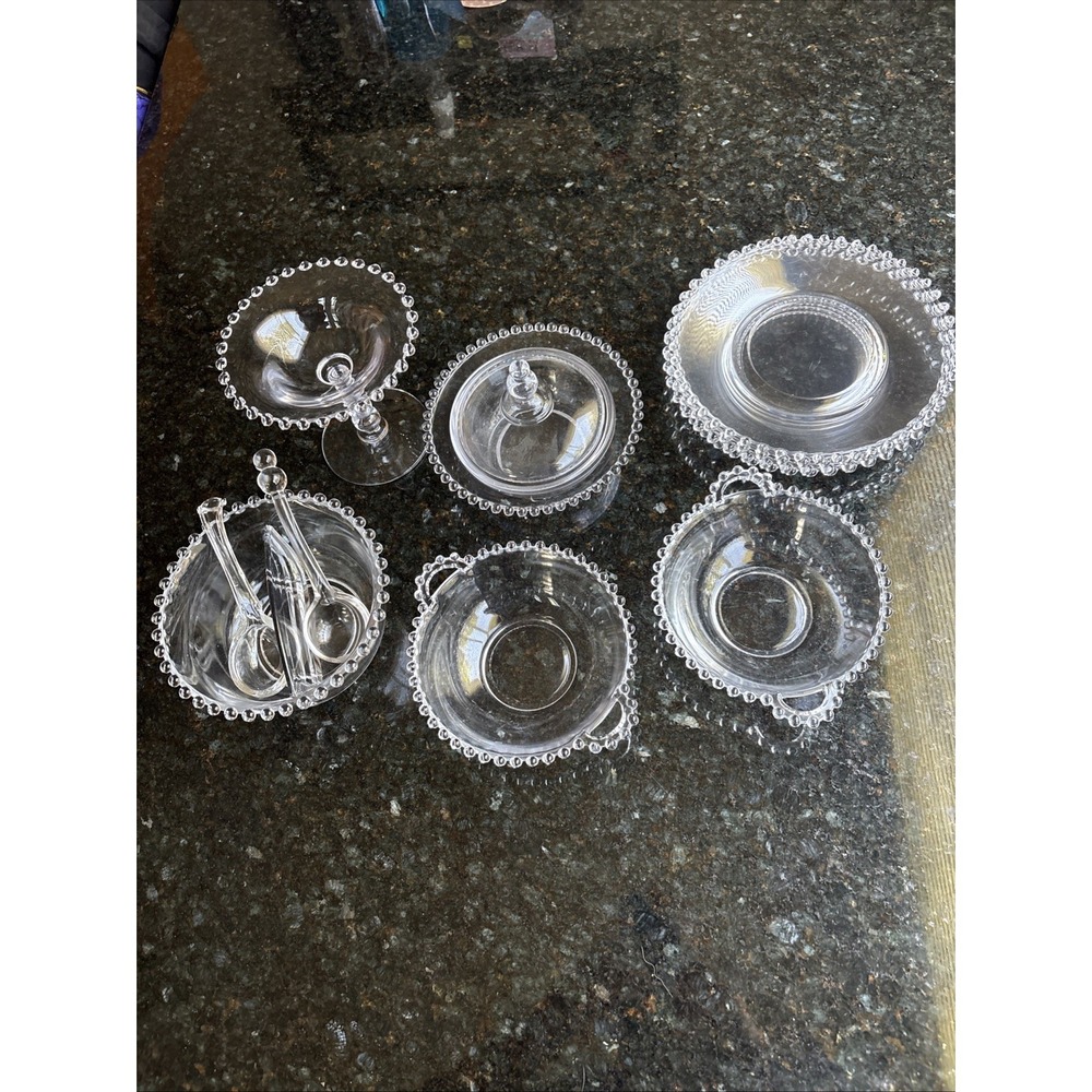 Vintage 1940's Imperial Glass Ohio Candlewick Glass Table/Serving/Candy Set 12 P